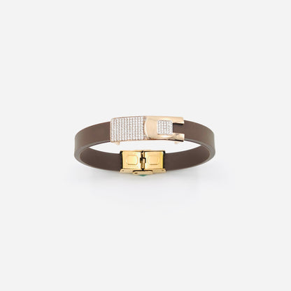 Leather Brown Belt Silver Bracelet