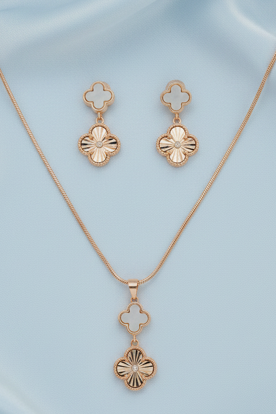 Rose Gold Clover Chain Set