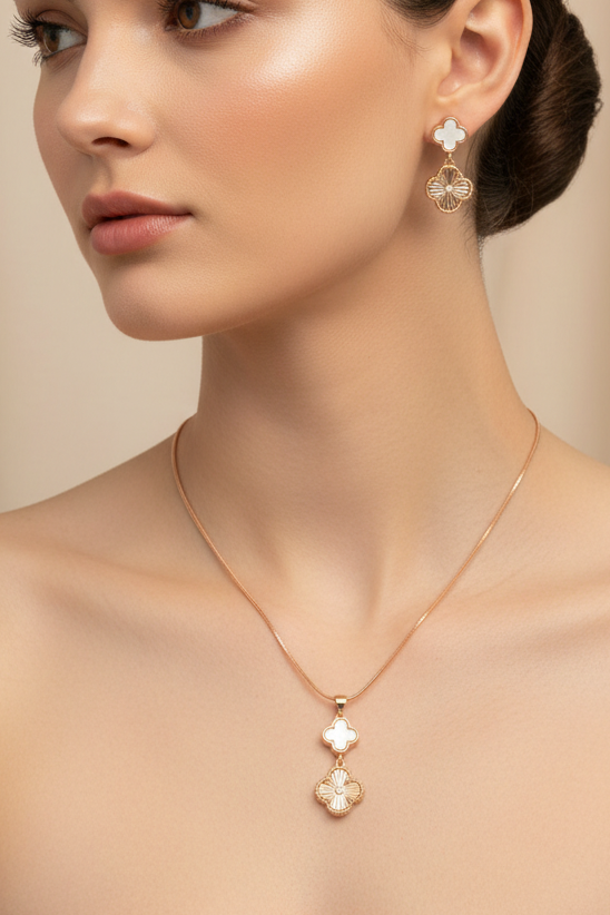 Rose Gold Clover Chain Set