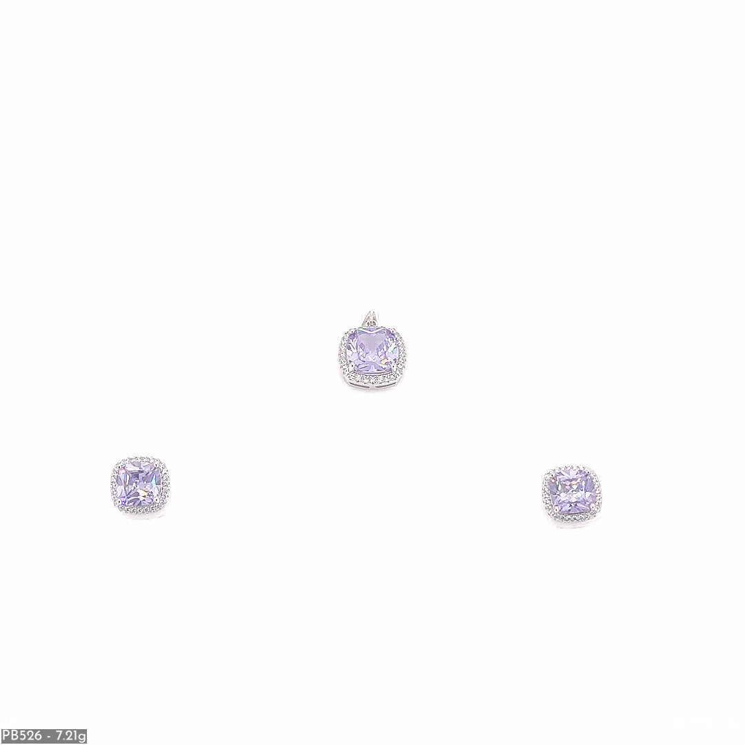 Purple Stone Pendant & Earring ( PB526 )