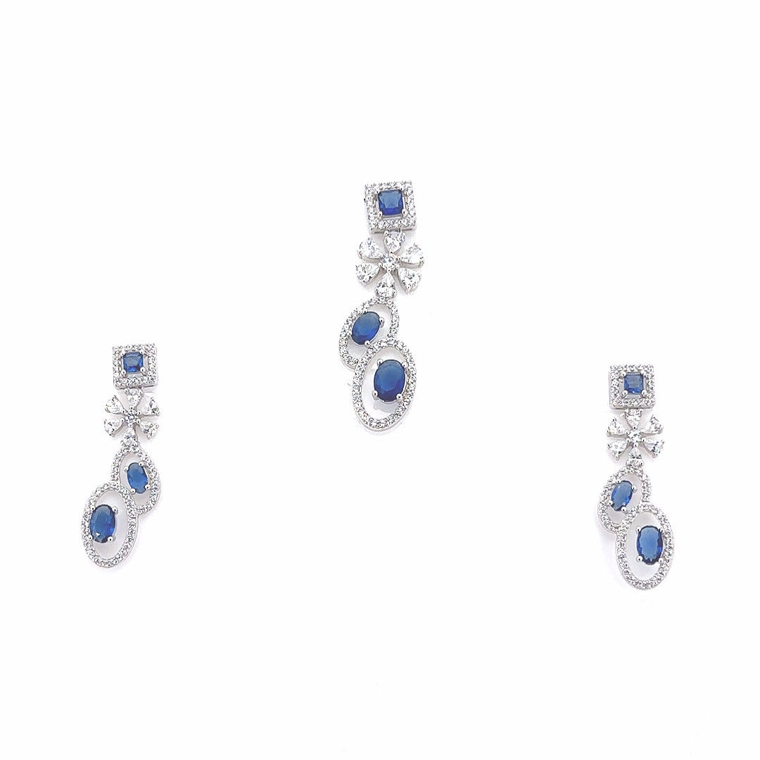 Blue Stone Pendant & Earring ( PB533 )