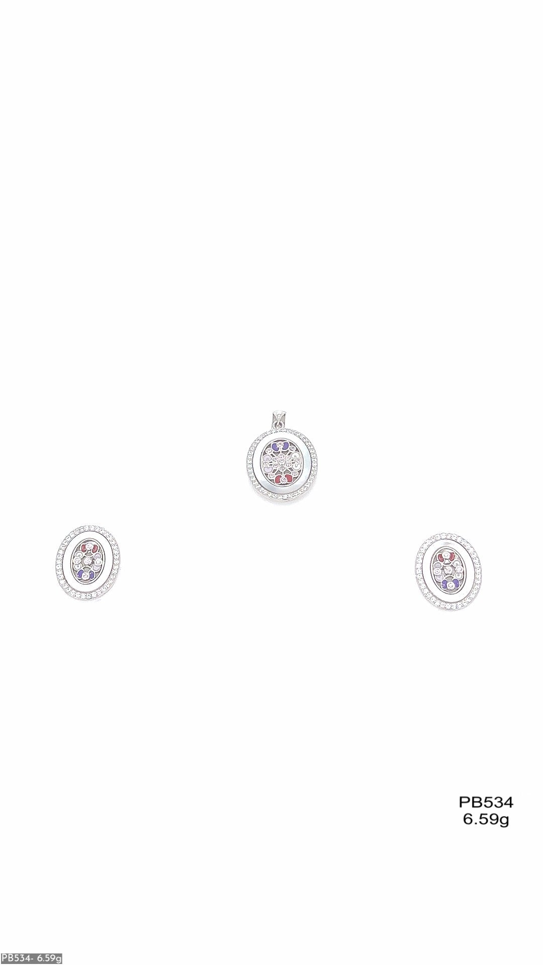 Oval Shape MOP Pendant & Earring ( PB534 )