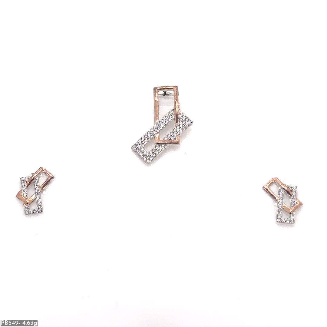 Square Shape Pendant & Earring ( PB549 )