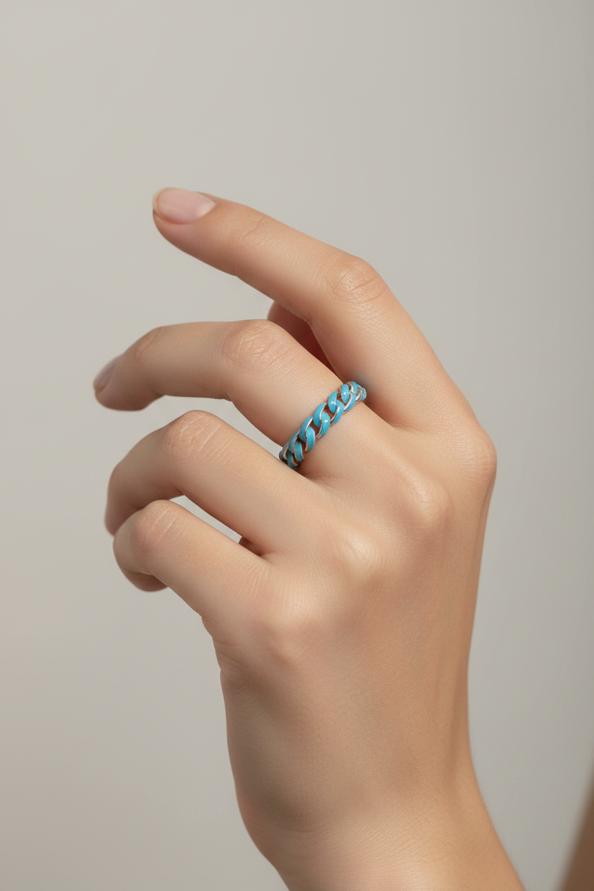 Blue Enamel Ring