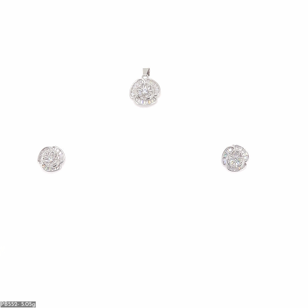 Flower Choki Silver Pendant & Earring ( PB552 )