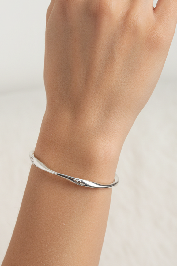 Leaf Tapered Silver Bangles