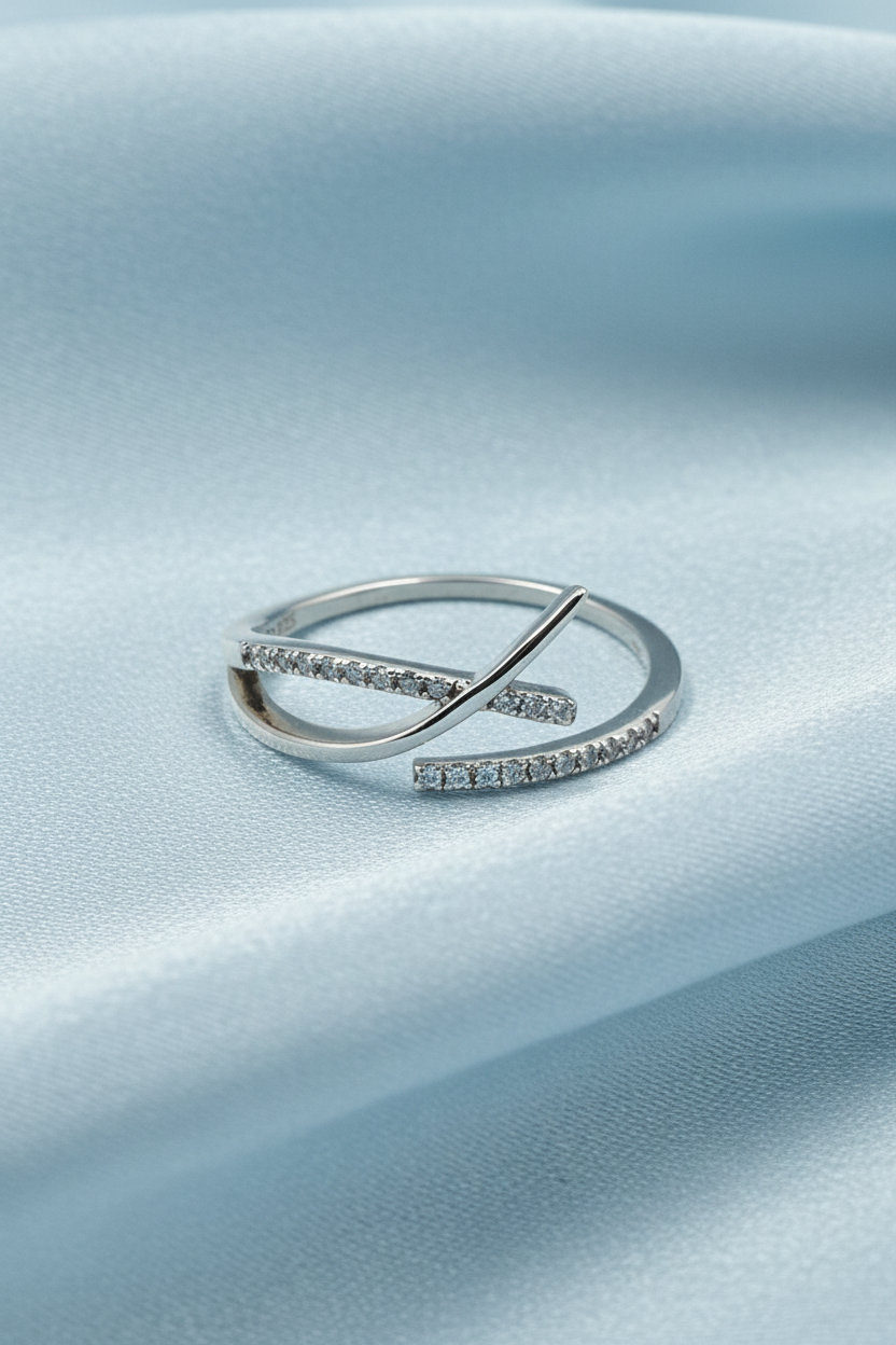 Triple Pave Criss Cross Ring