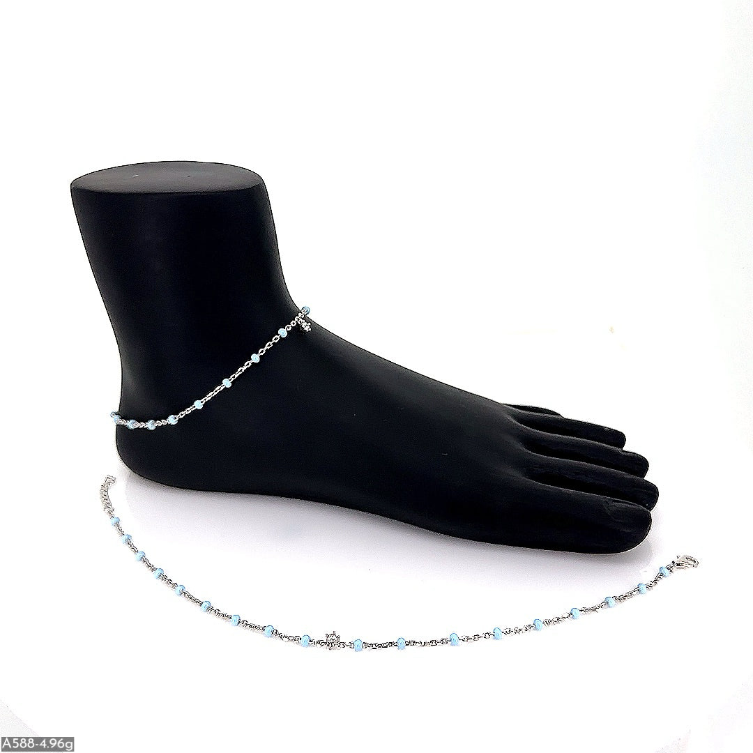 Sky Blue Enamel Anklet ( A588 )