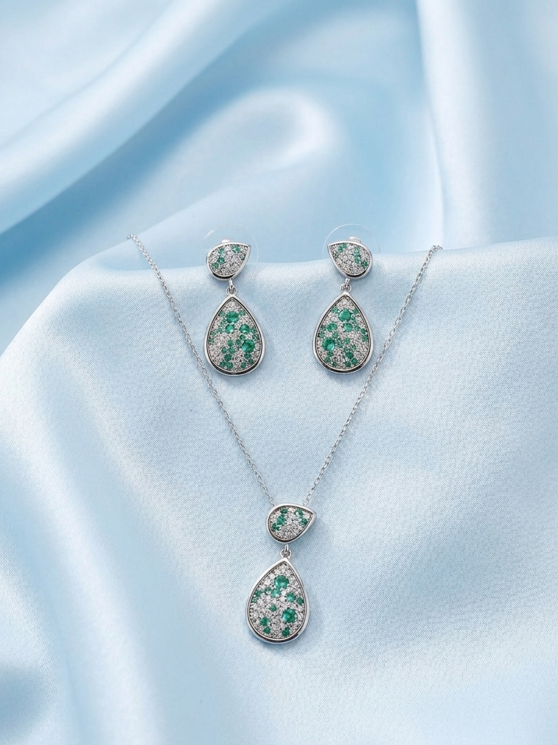 Tear Drop Pendant Earring Set