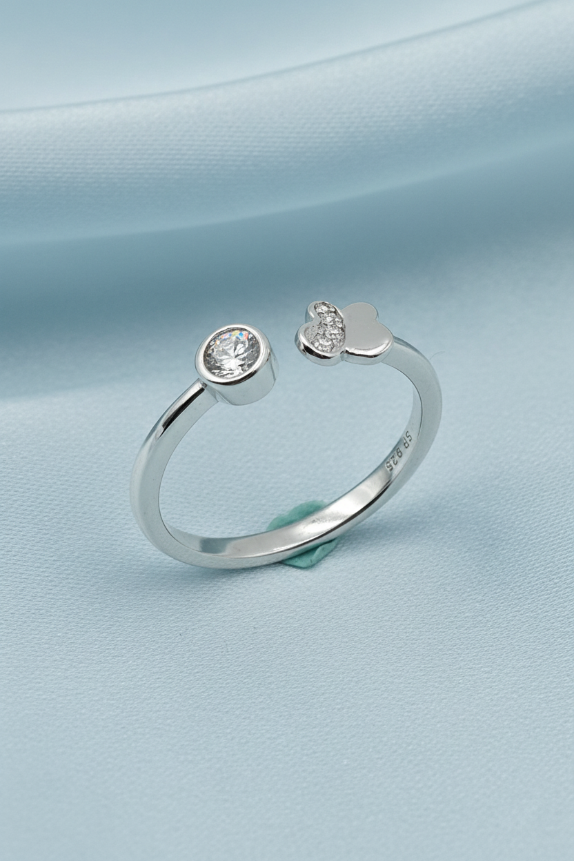 Half Diamond Butterfly Ring