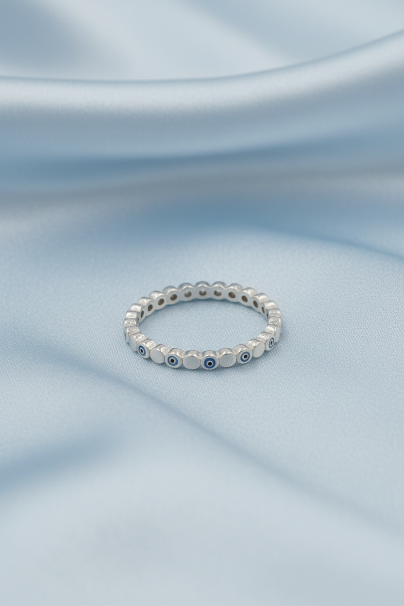 Blue Evil Eye Band Ring