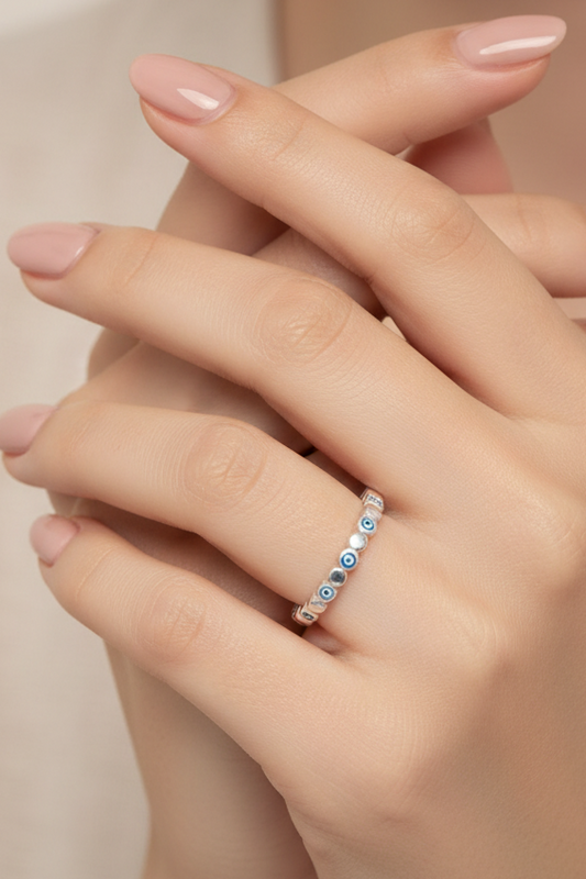 Blue Evil Eye Band Ring