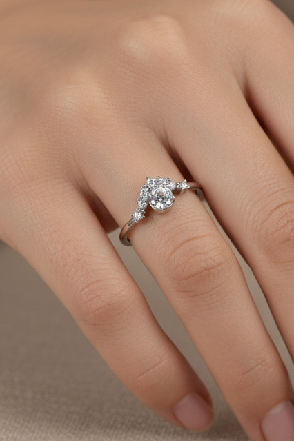 Round Cluster Hallow Ring