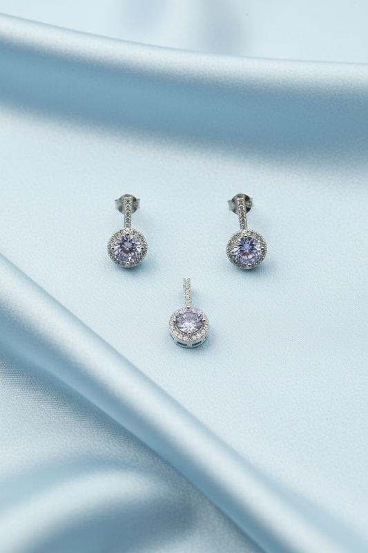 Purple Stone Pendant Set