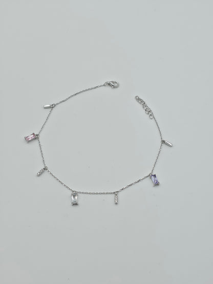 Baguette Cut Multicolour Anklets