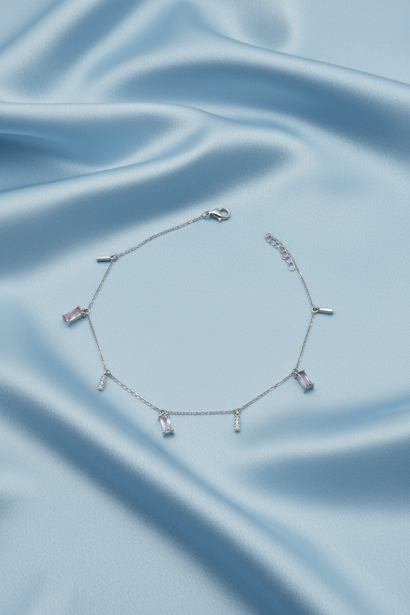 Baguette Cut Multicolour Anklets