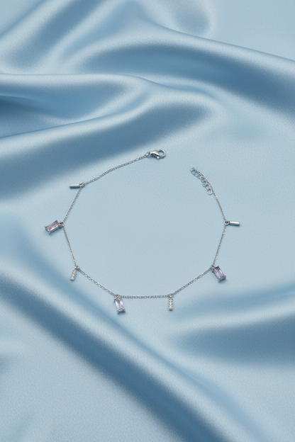 Baguette Cut Multicolour Anklets
