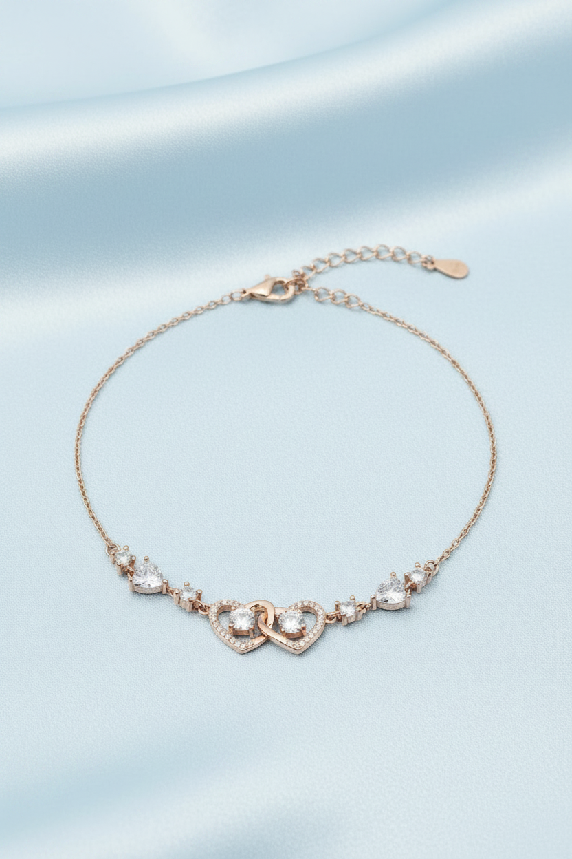 Twin Heart Charm Bracelet