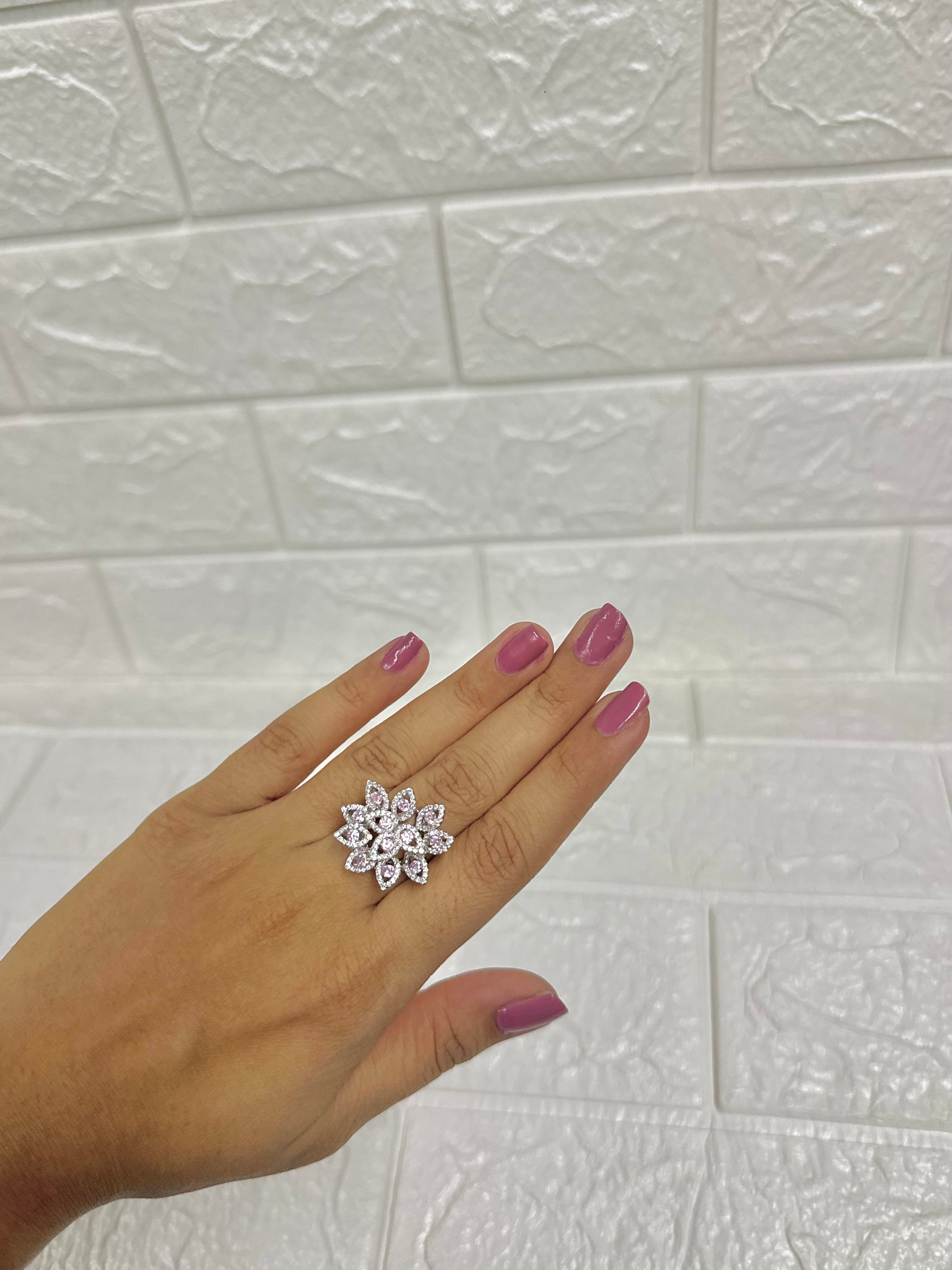 Pink Floral Cocktail Ring