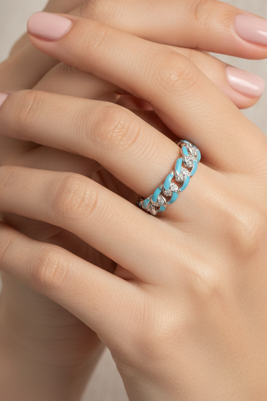 Blue Enamel Ring