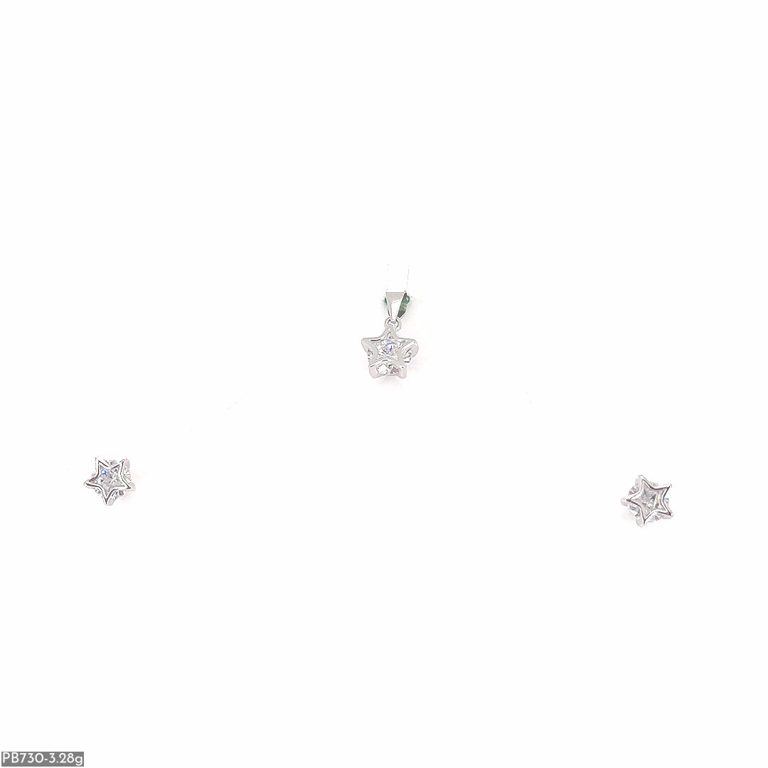 Star Silver Pendant & Earring ( CPB730 )