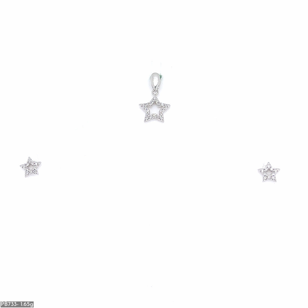 Silver Star Pendant & Earring ( PB733 )