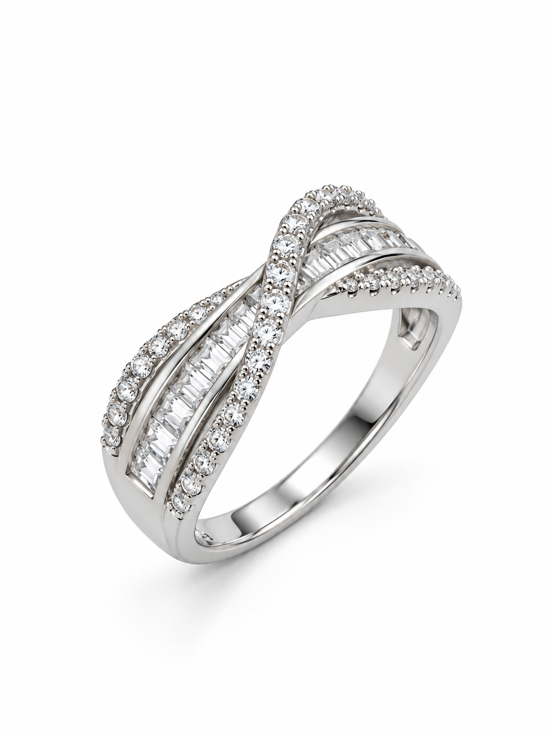 Criss Cross Baguette Ring
