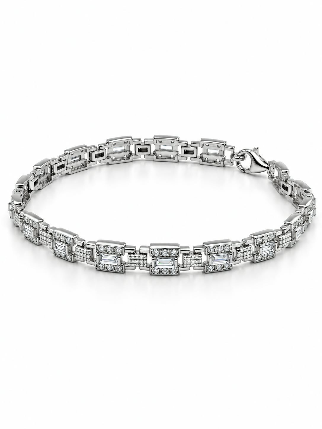 Emerald Cut Baguette Men's Bracelet