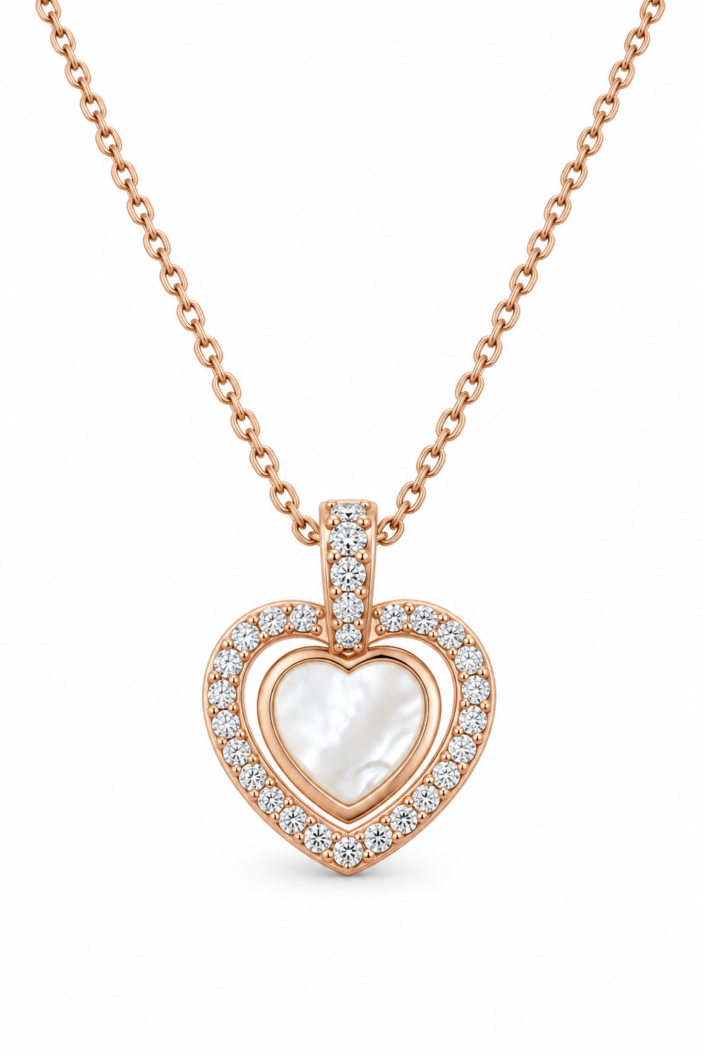 Heart MOP Rose Gold Chain Pendant