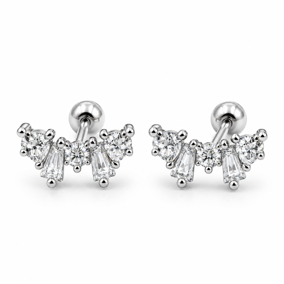 Baguette Round Piercing Studs
