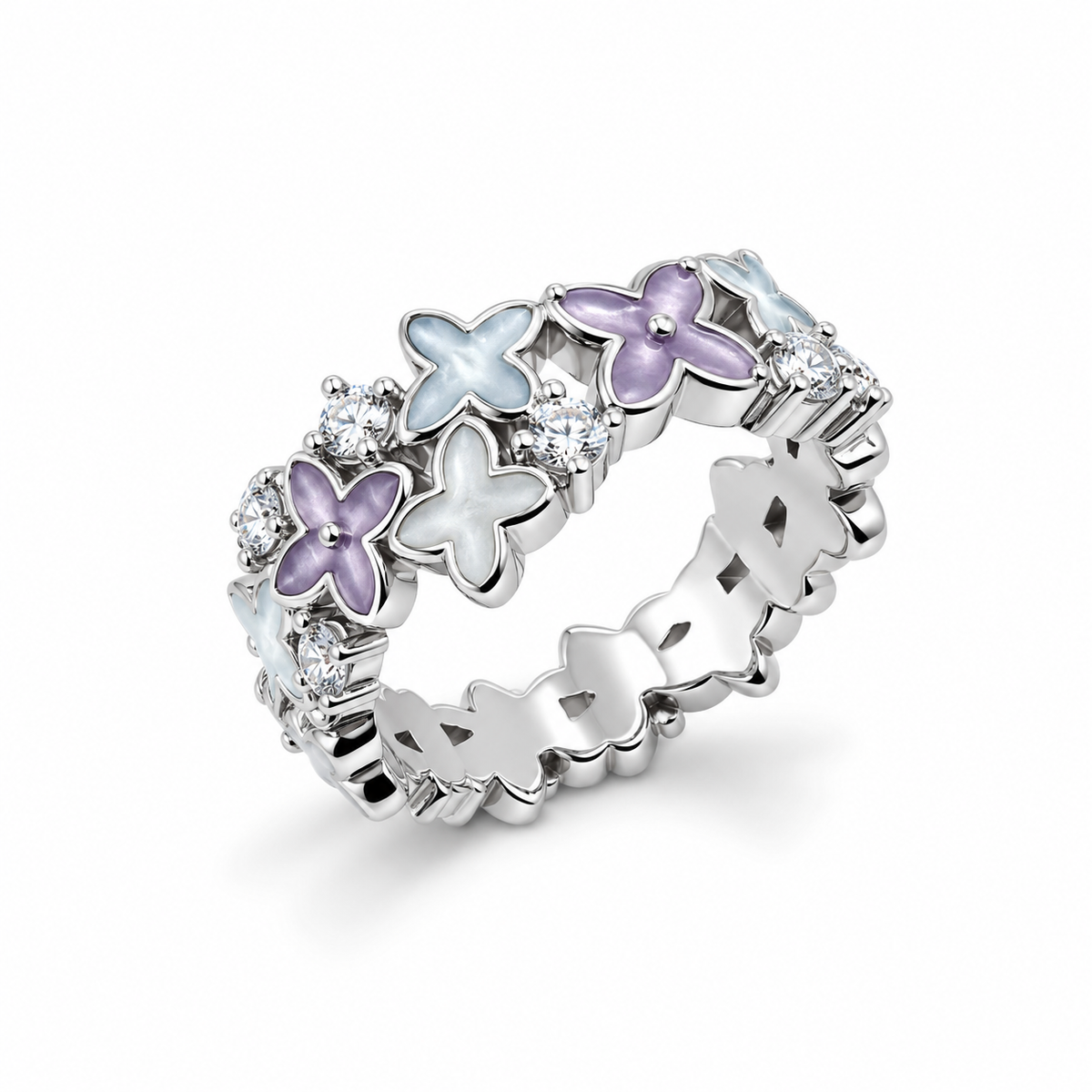 Floral Clover Eternity Band