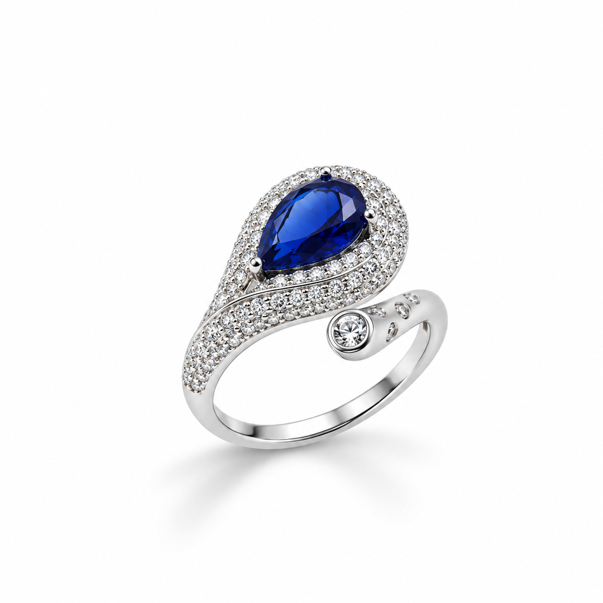 Teardrop Blue Sapphire Ring