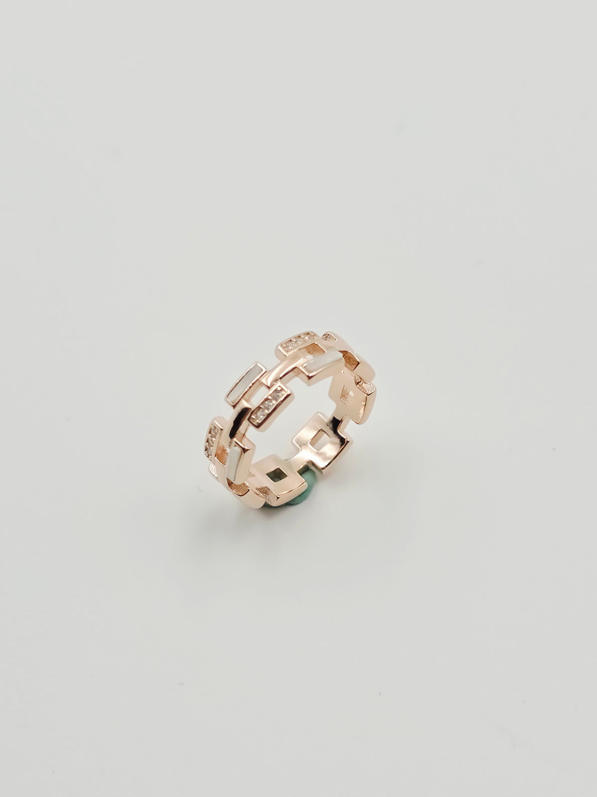 Geometric H Link Rose Gold Ring
