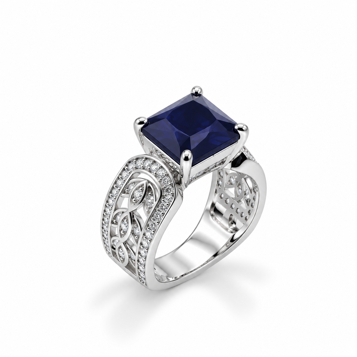 Princess Blue Sapphire Ring