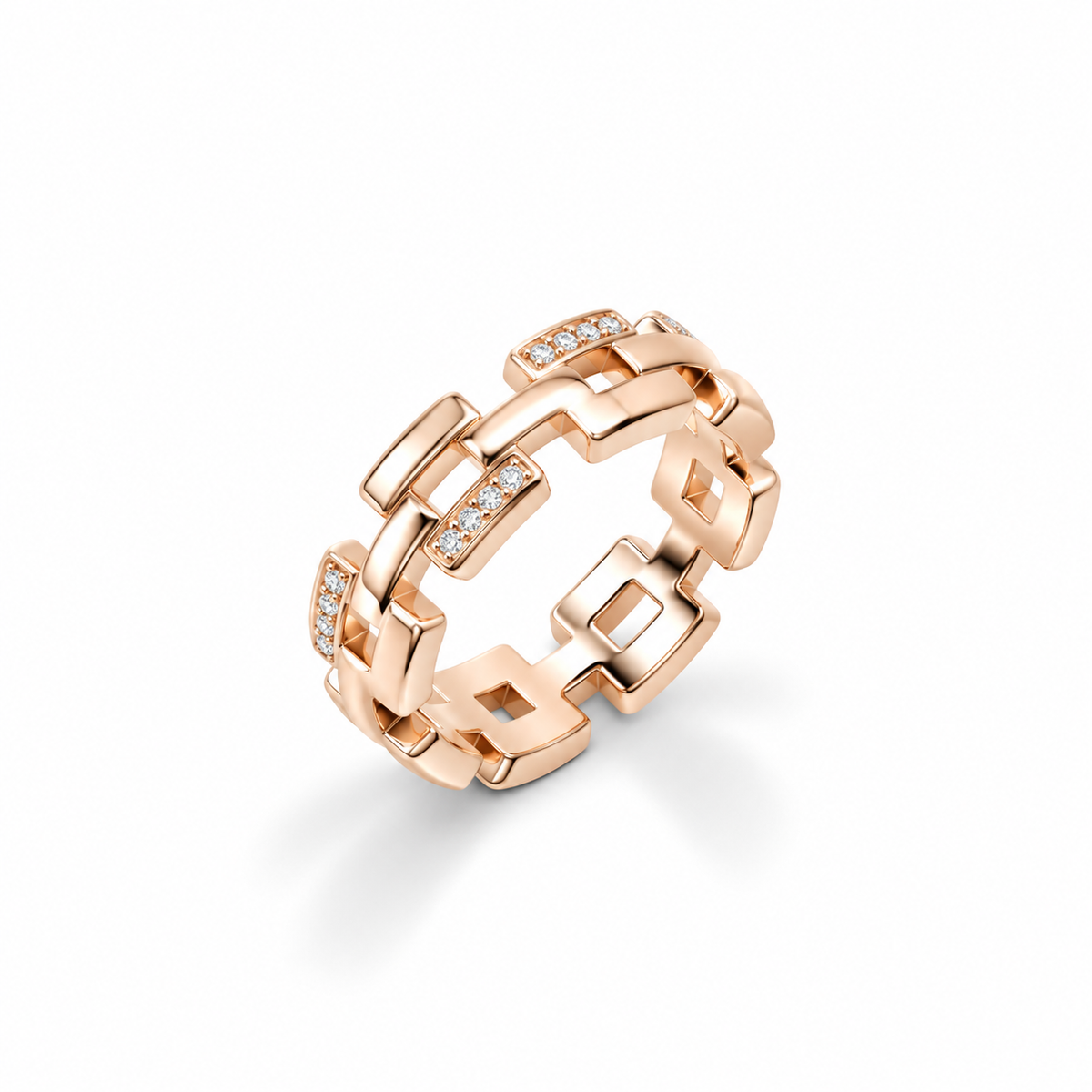 Geometric H Link Rose Gold Ring
