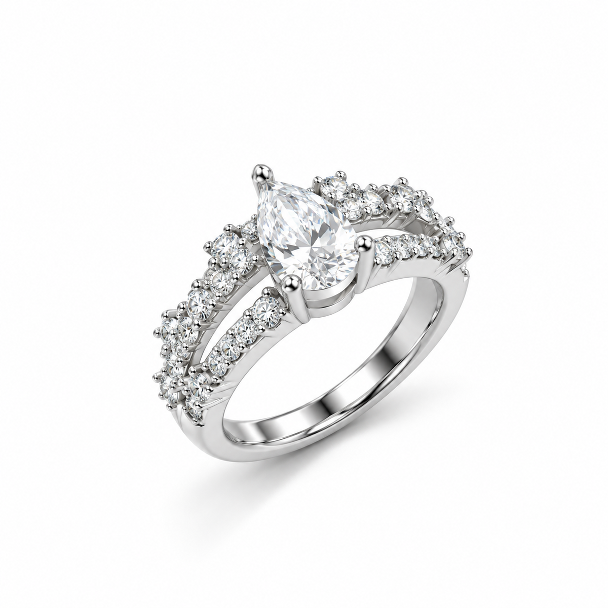 Pear Solitaire Ring
