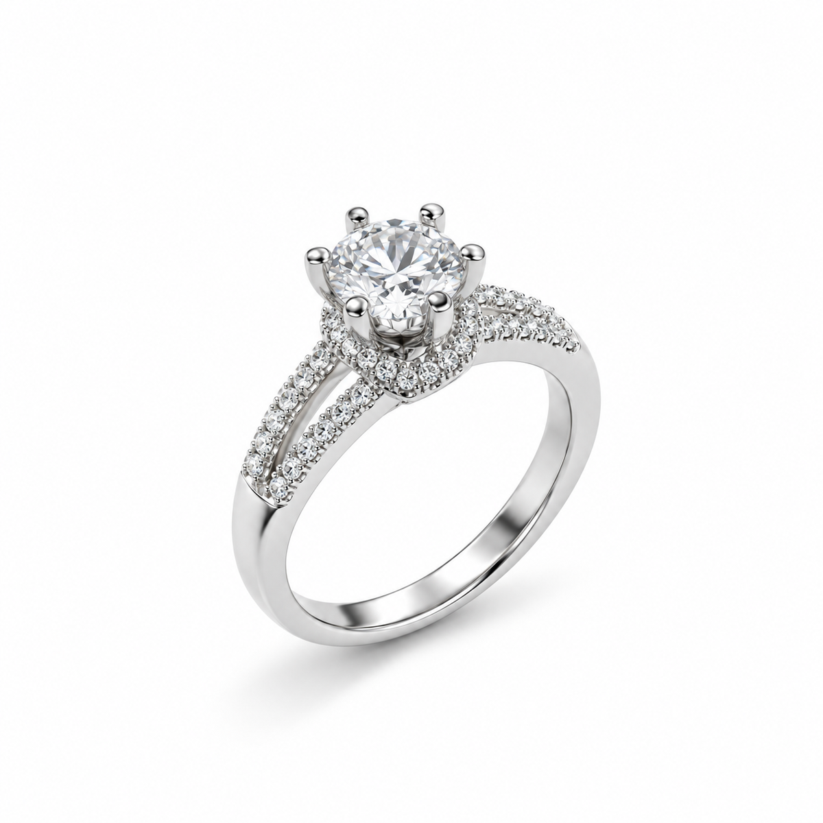 Shank Crown Solitaire Ring