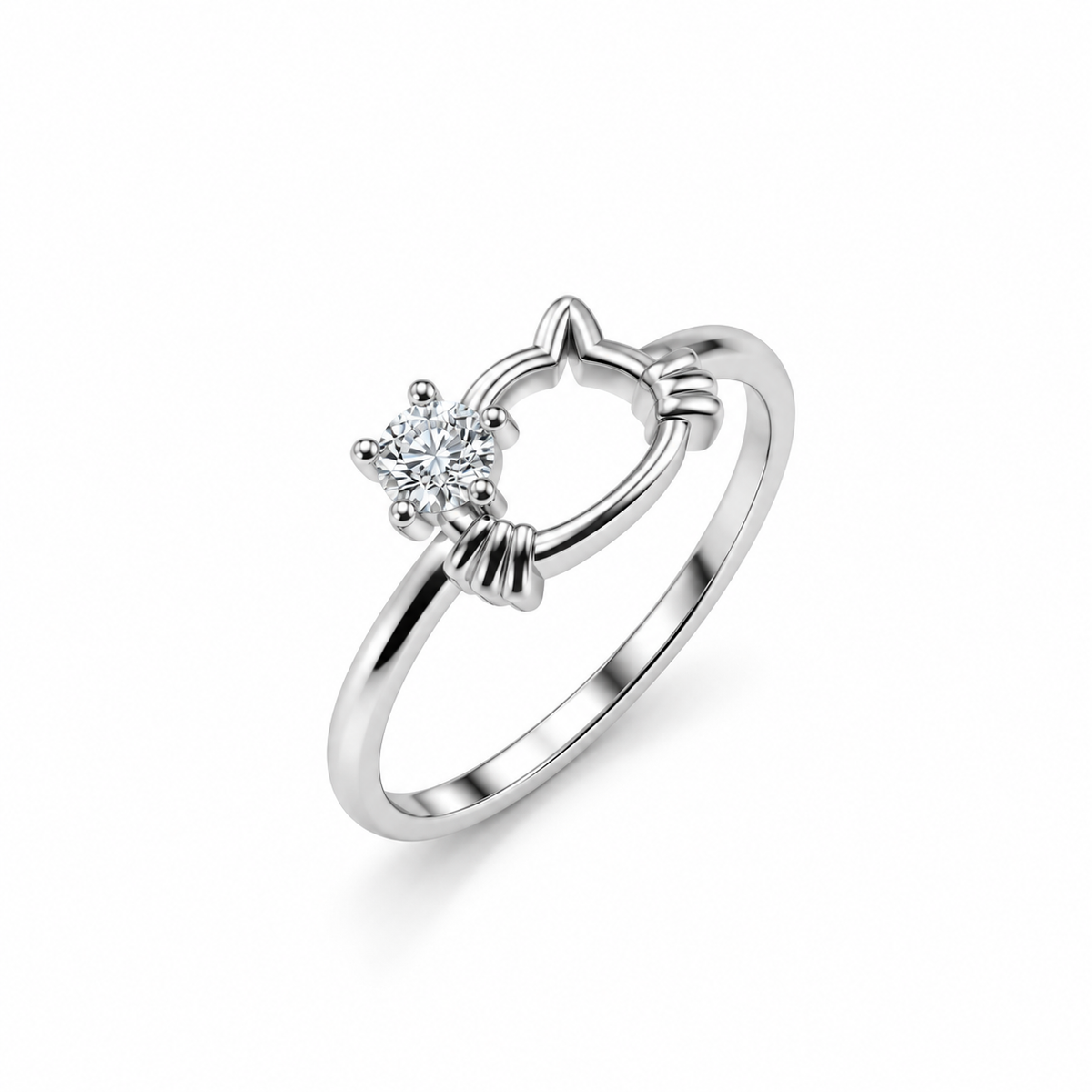 Kitty Cat Solitaire Ring