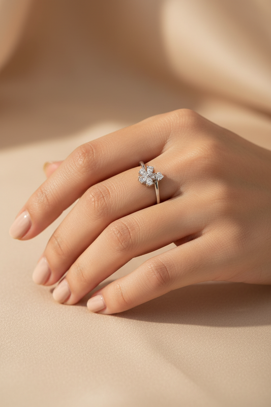 Solitaire Flower Ring