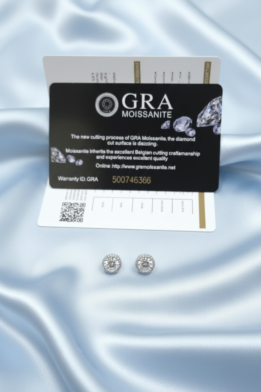 Halo Stud Moissanite Earrings