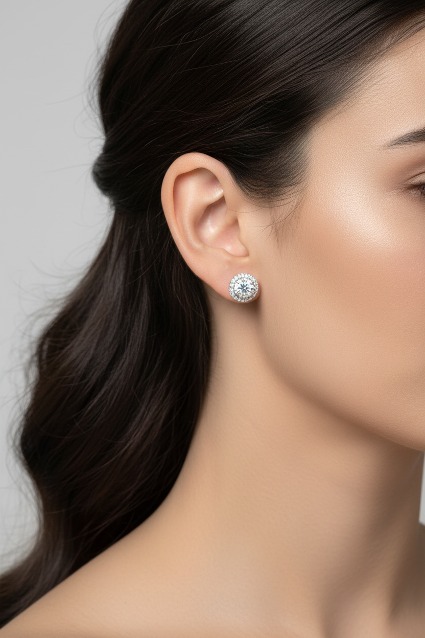 Halo Stud Moissanite Earrings