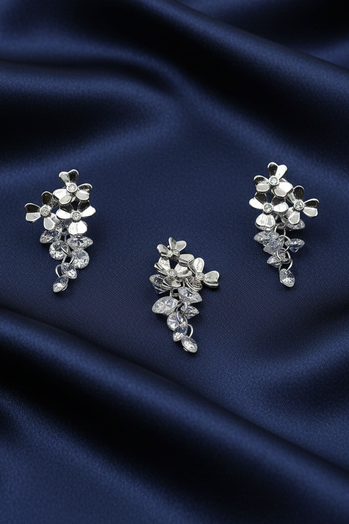 Crystal Bloom Pendant Earring Set