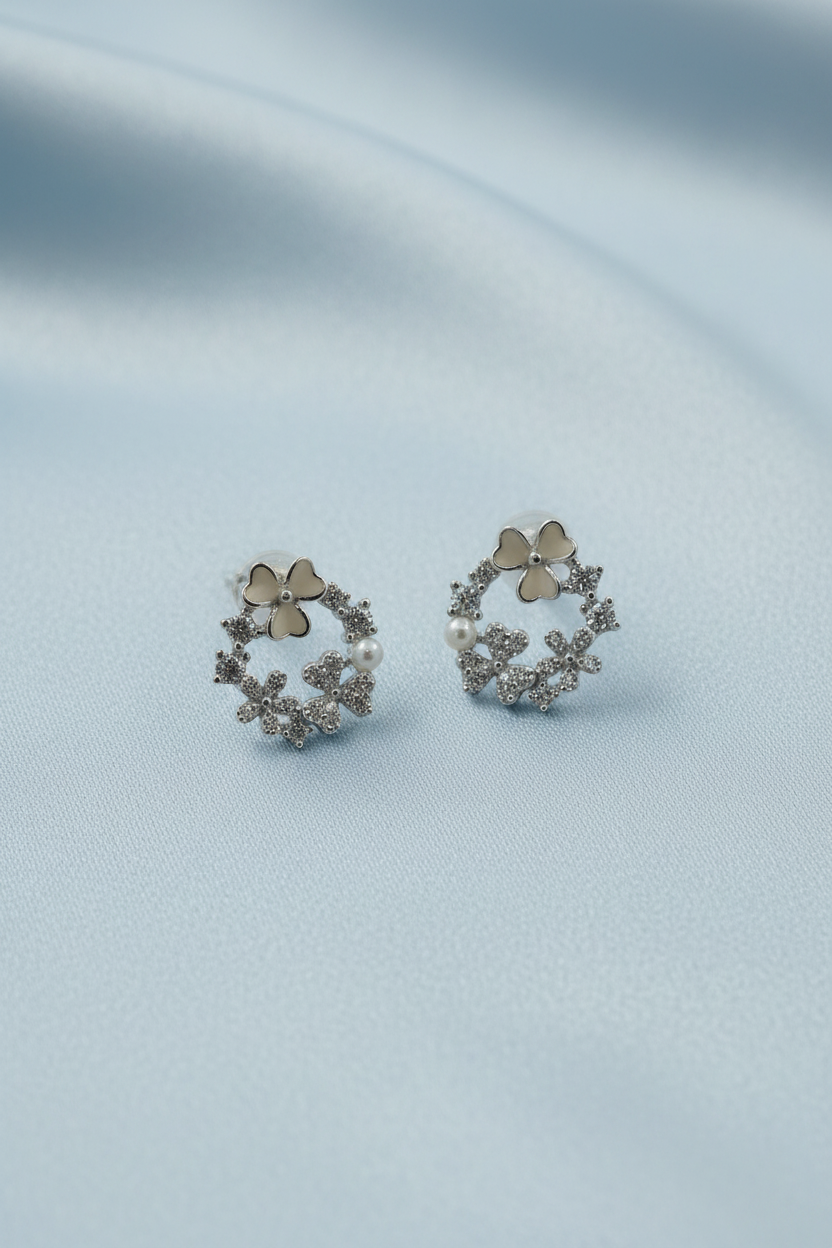Diamond Flower Earring