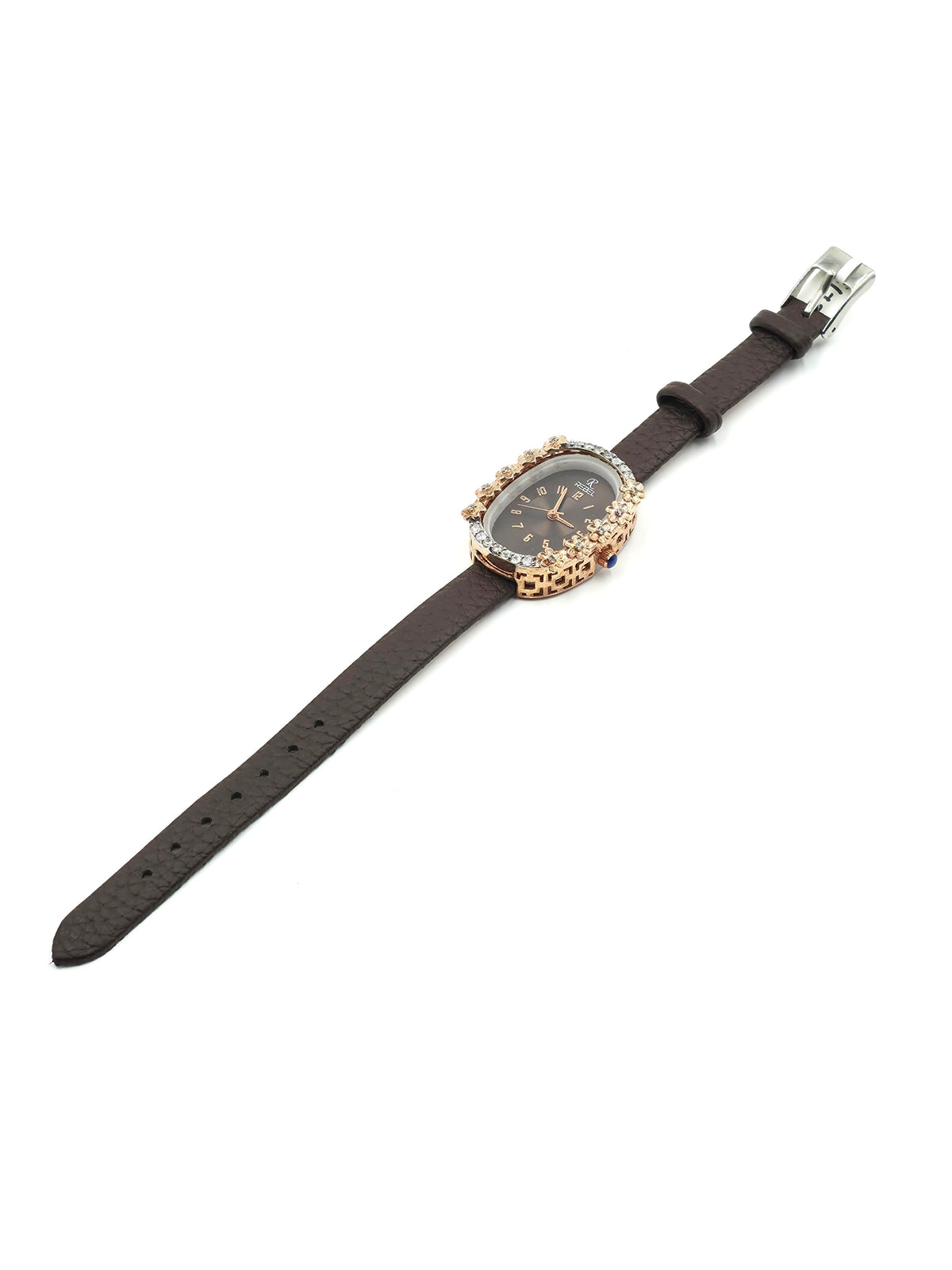 Brown Belt Silver Watch