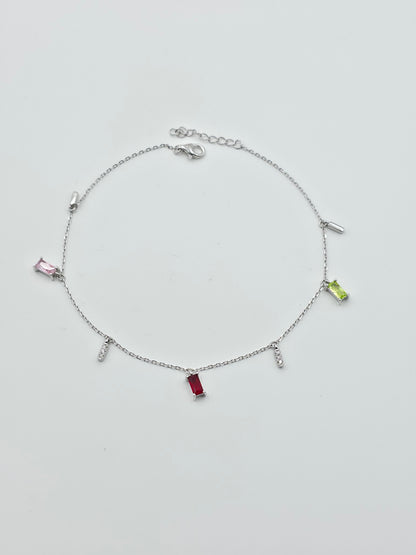 Baguette Cut Multicolour Anklets