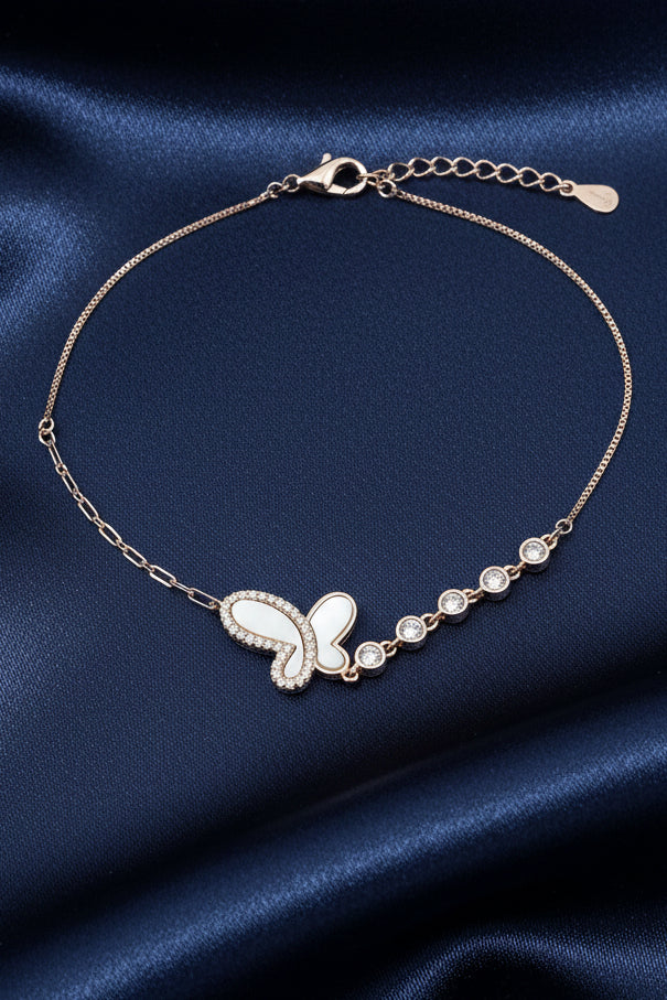 Rose Gold Butterfly Charm Bracelet
