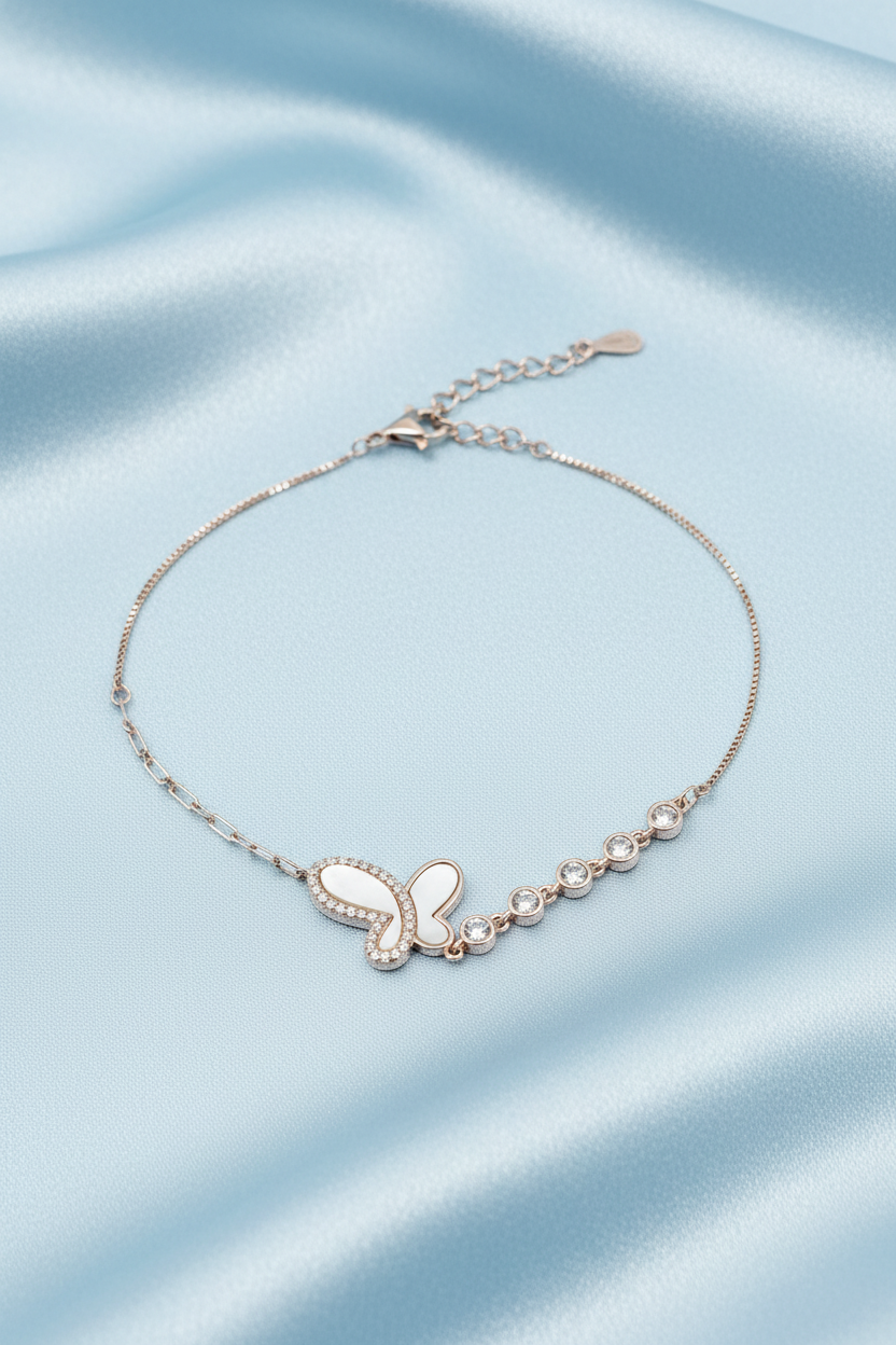 Rose Gold Butterfly Charm Bracelet