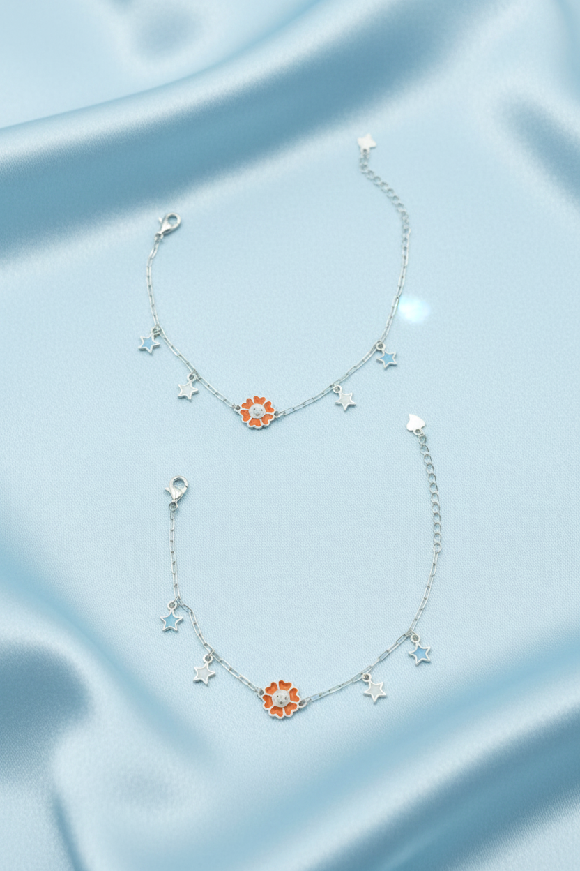 Orange Flower Baby Anklet