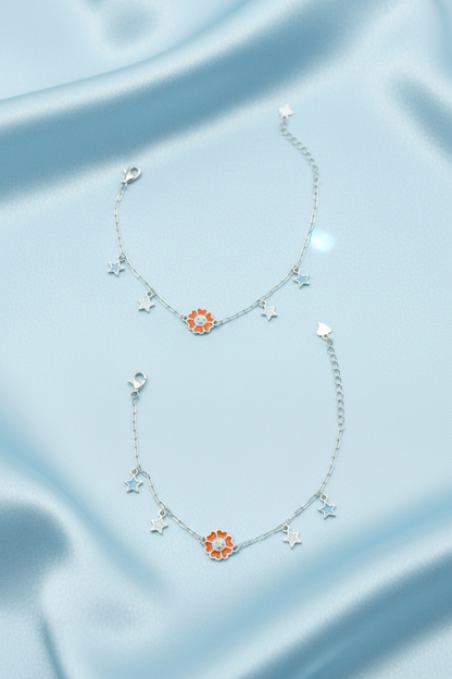 Orange Flower Baby Anklet