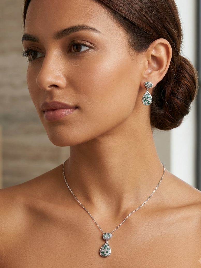 Tear Drop Pendant Earring Set